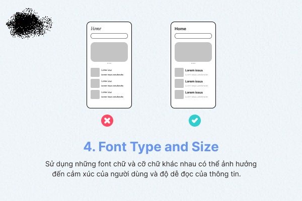 Các nguyên tắc thiết kế app mobile font và size