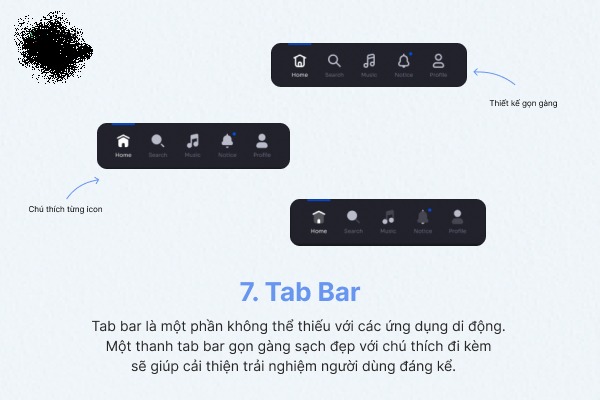 Các nguyên tắc thiết kế app mobile tab bar